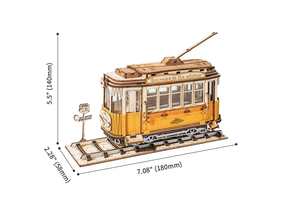 ROBOTIME Rolife 3D drevené puzzle Električka 145 dielikov