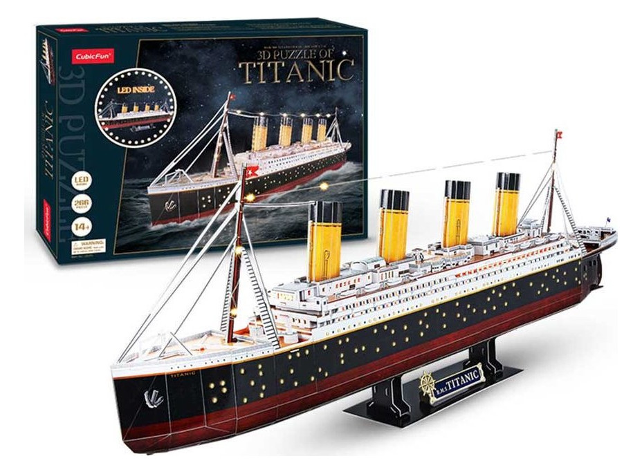 CUBICFUN Svietiace 3D puzzle Titanic 266 dielikov