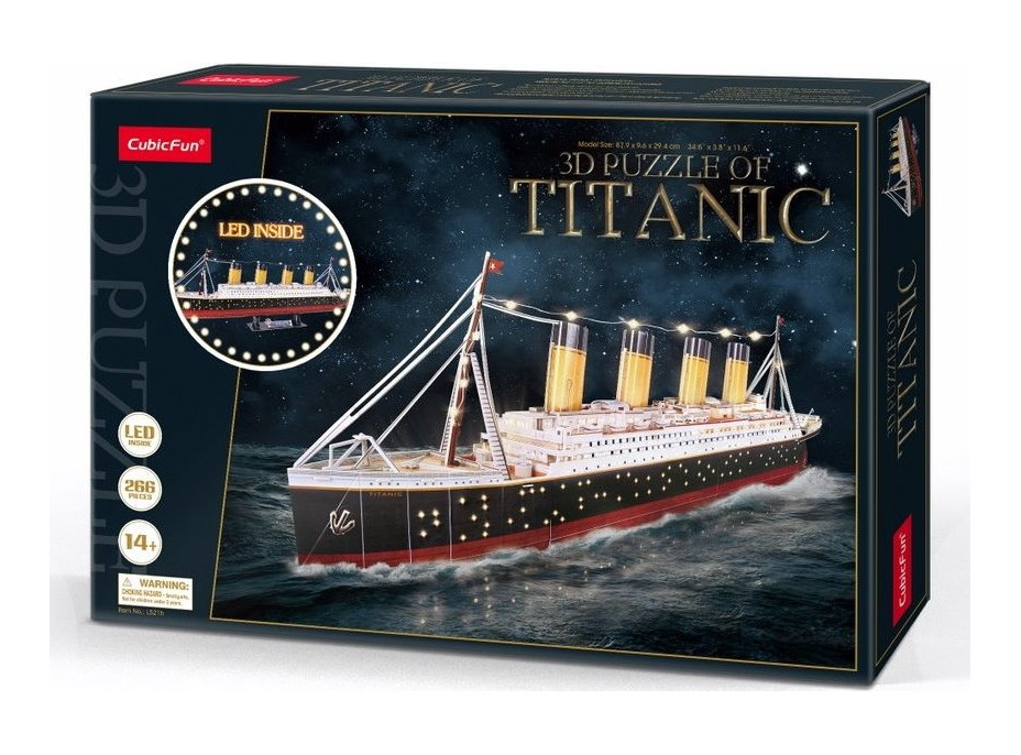 CUBICFUN Svietiace 3D puzzle Titanic 266 dielikov