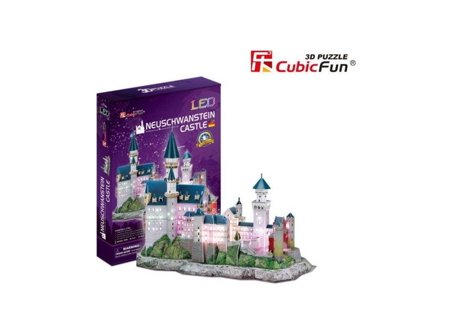 CUBICFUN Svietiace 3D puzzle Zámok Neuschwanstein 128 dielikov