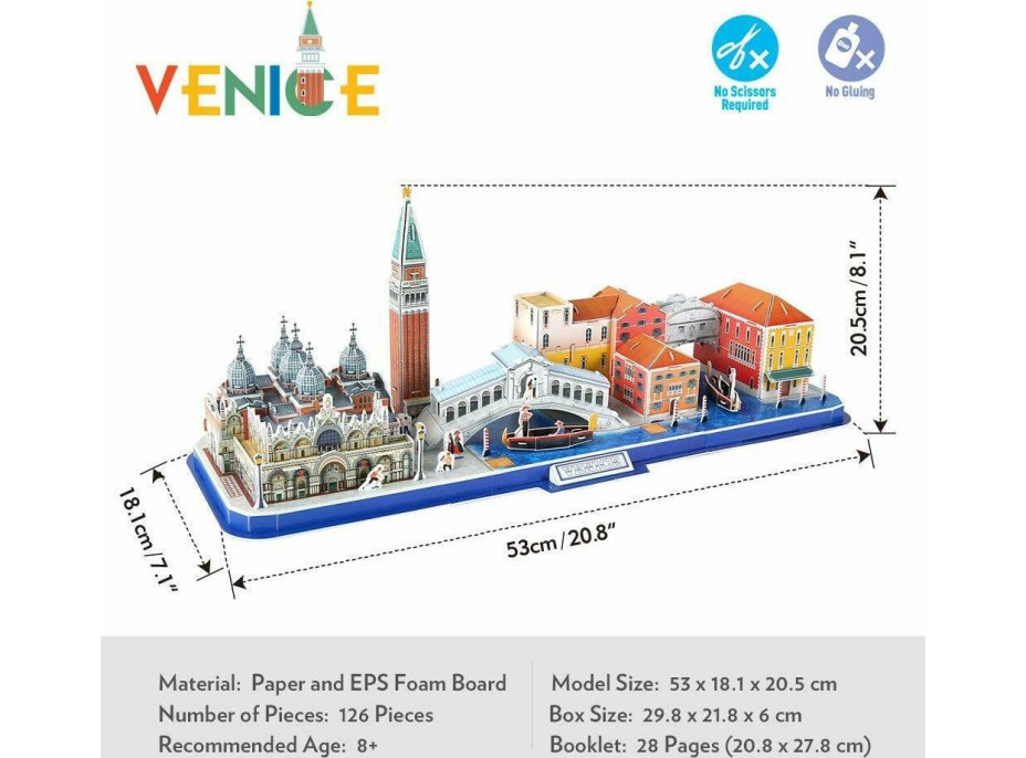 CUBICFUN 3D puzzle CityLine panorama: Benátky 126 dielikov