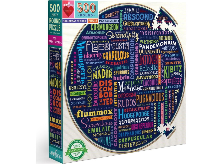 EEBOO Okrúhle puzzle 100 skvelých slov 500 dielikov