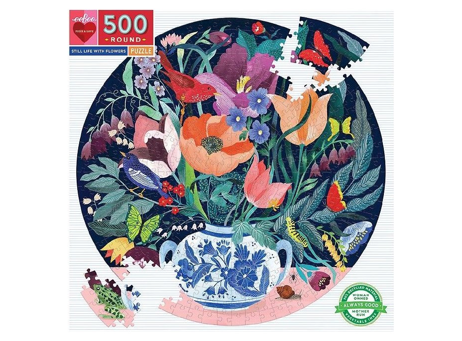 EEBOO Okrúhle puzzle Zátišie s kvetinami 500 dielikov