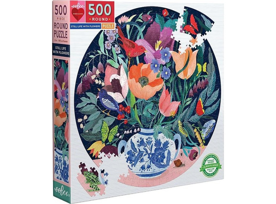 EEBOO Okrúhle puzzle Zátišie s kvetinami 500 dielikov