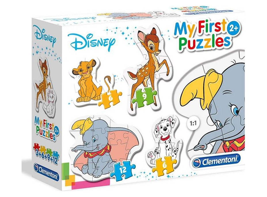 CLEMENTONI Moje prvé puzzle Disney mláďatká 4v1 (3,6,9,12 dielikov)