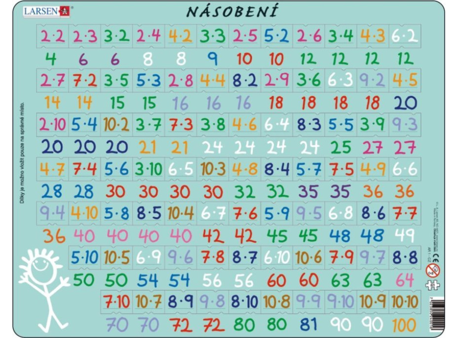 LARSEN Puzzle Matematika: násobenie 81 dielikov