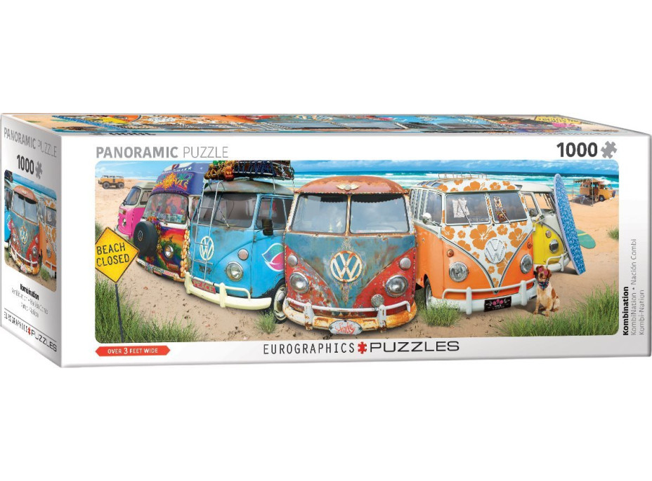 EUROGRAPHICS Panoramatické puzzle Farebné autobusy 1000 dielikov