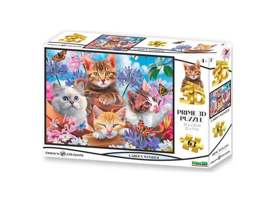 PRIME 3D Puzzle Mačiatka v záhrade 3D 63 dielikov