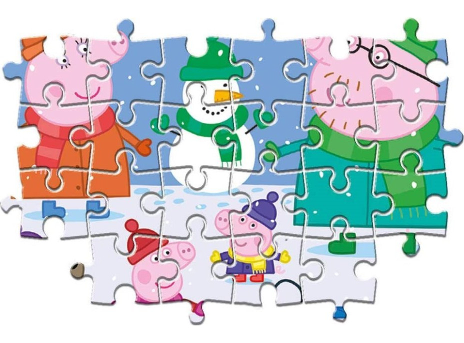 CLEMENTONI Puzzle Prasiatko Peppa: Zima MAXI 104 dielikov