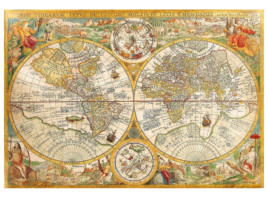 CLEMENTONI Puzzle Historická mapa sveta 2000 dielikov