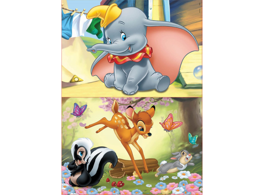 EDUCA Drevené puzzle Dumbo a Bambi 2x16 dielikov