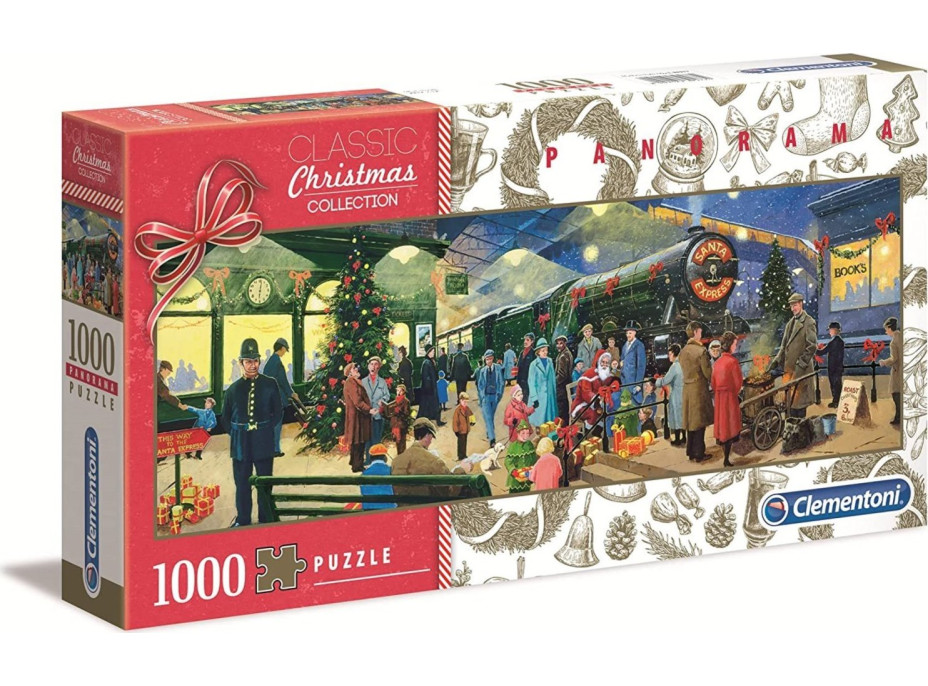 CLEMENTONI Panoramatické puzzle Vianočná kolekcia: Santa 1000 dielikov