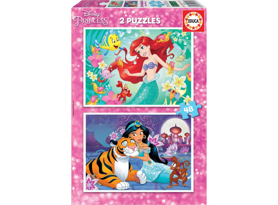 EDUCA Puzzle Disney princeznej: Ariel a Jazmína 2x48 dielikov