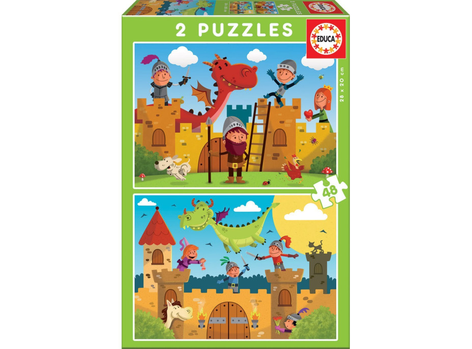 EDUCA Puzzle Draci a rytieri 2x48 dielikov