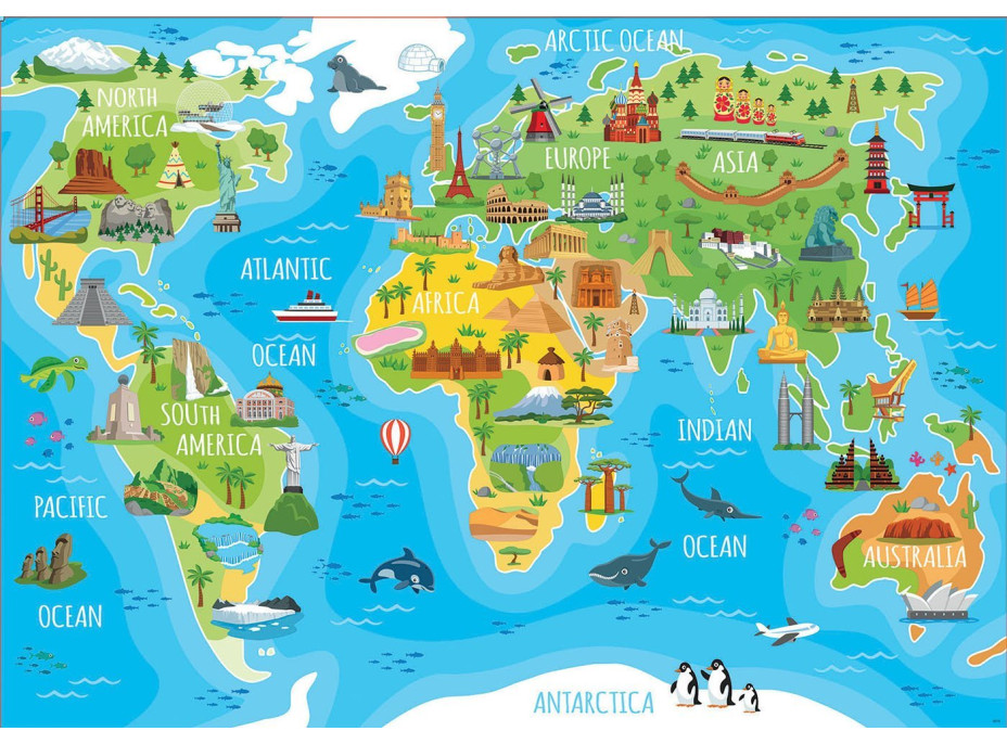 EDUCA Puzzle Mapa so svetovými pamiatkami 150 dielikov