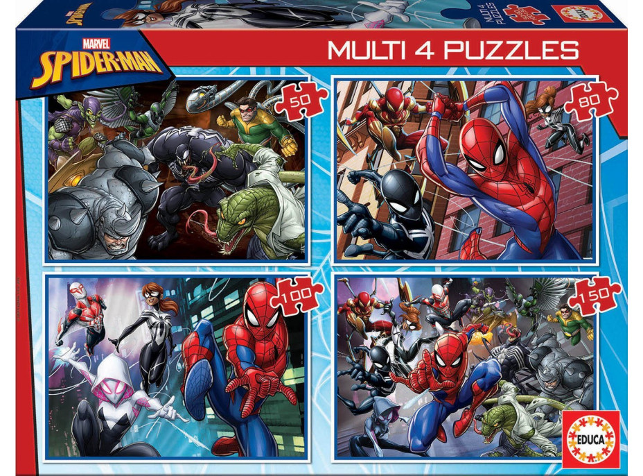 EDUCA Puzzle Spiderman 4v1 (50,80,100,150 dielikov)