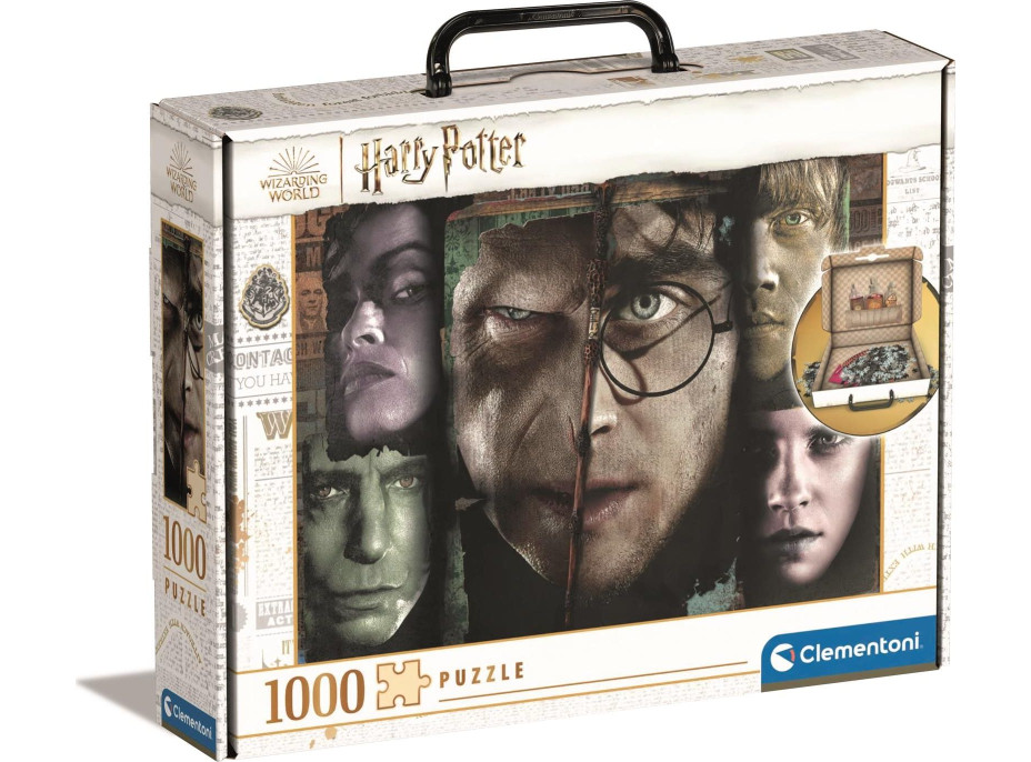 CLEMENTONI Puzzle v kufríku Harry Potter: Tváre kúzelníkov 1000 dielikov