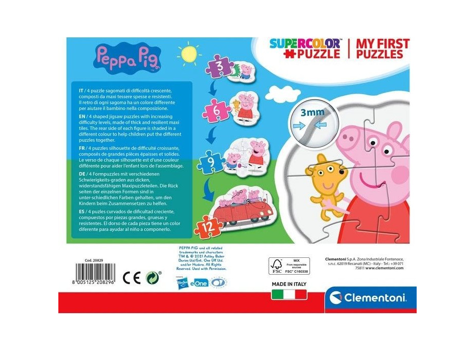 CLEMENTONI Moje prvé puzzle Prasiatko Peppa 4v1 (3,6,9,12 dielikov)