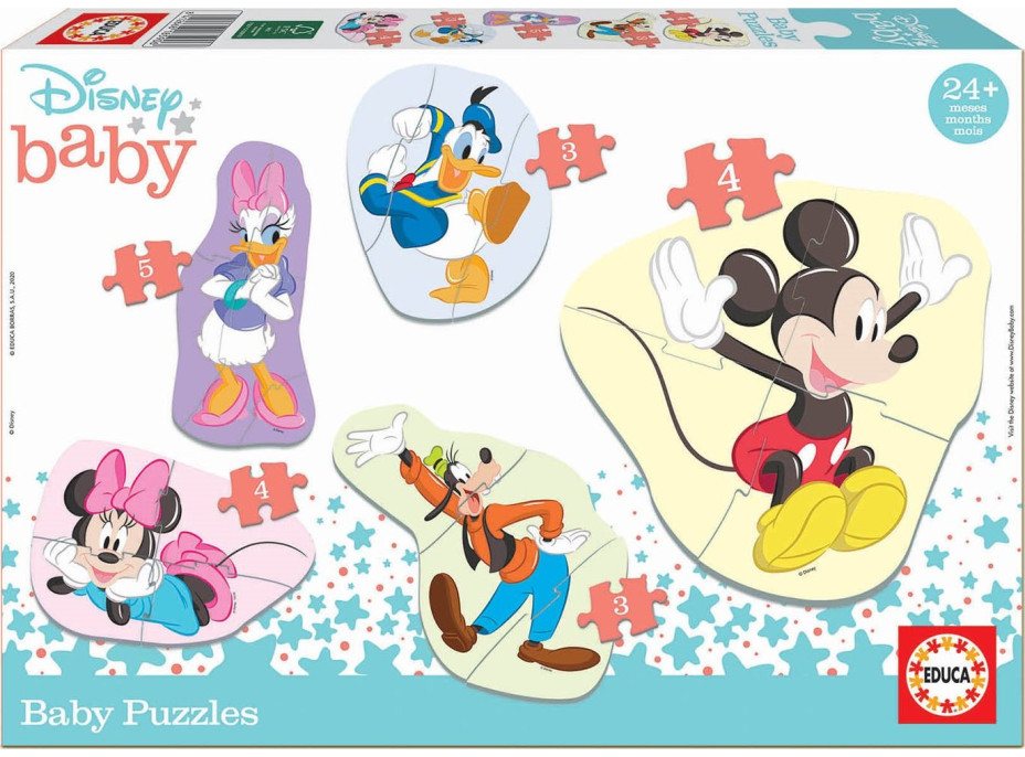 EDUCA Baby puzzle Mickey a priatelia 5v1 (3-5 dielikov)