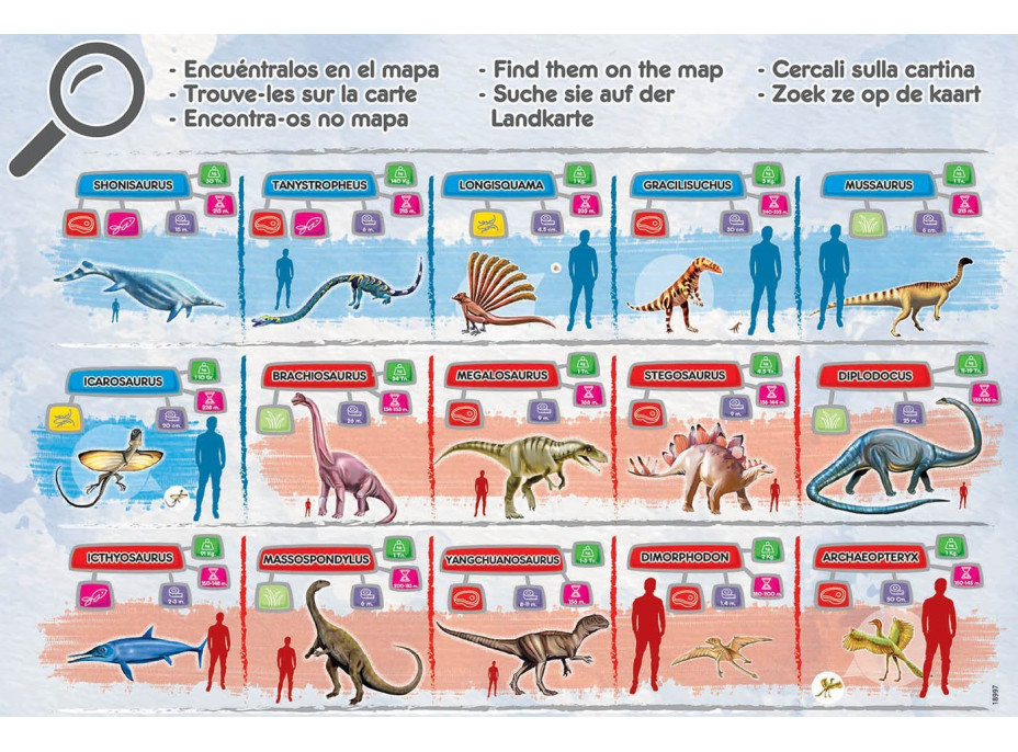 EDUCA Puzzle Mapa sveta s dinosaurami 150 dielikov