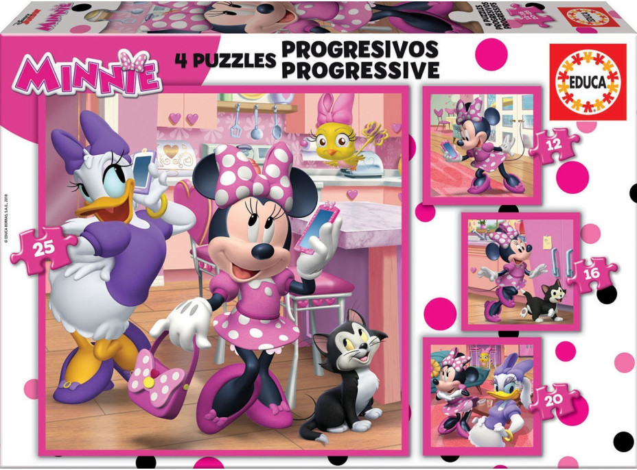 EDUCA Puzzle Minnie a Daisy 4v1 (12,16,20,25 dielikov)