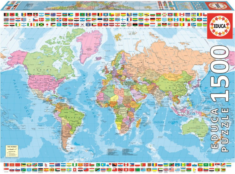 EDUCA Puzzle Politická mapa sveta 1500 dielikov