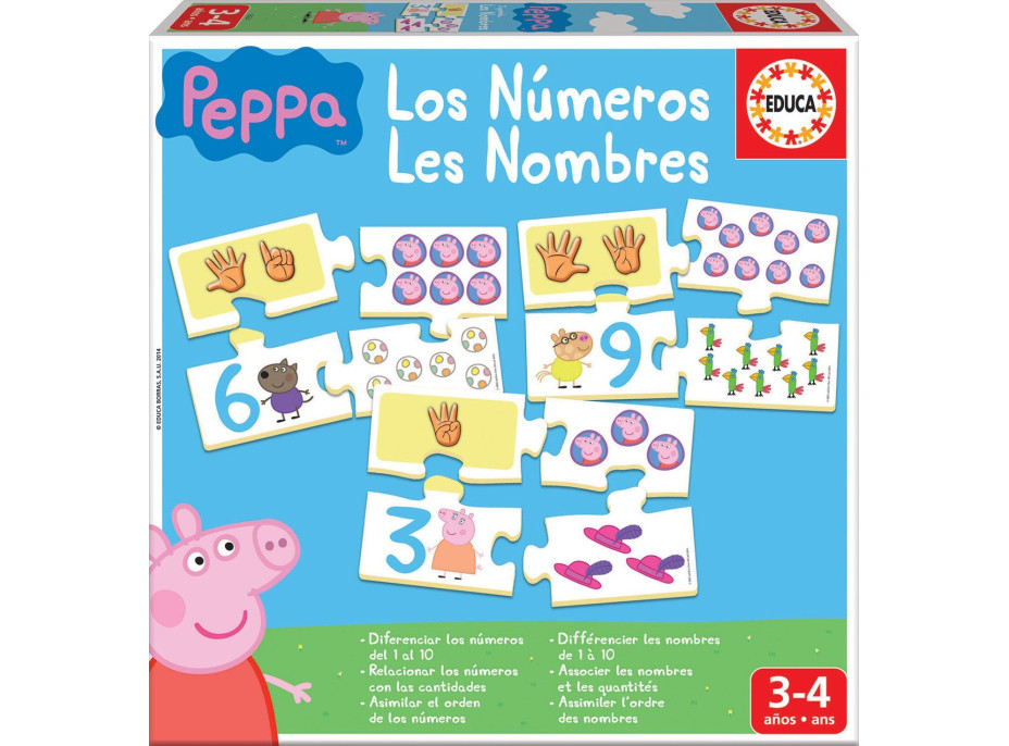 EDUCA Puzzle Prasiatko Peppa: Počítanie 10x4 dielikov