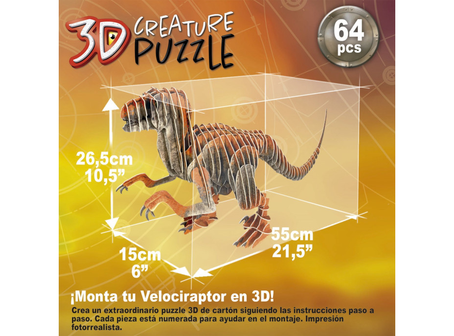 EDUCA 3D puzzle Velociraptor 64 dielikov