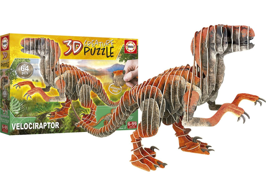 EDUCA 3D puzzle Velociraptor 64 dielikov