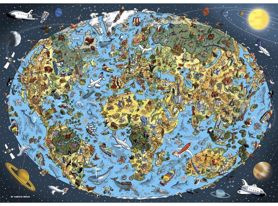 DINO Puzzle Kreslená mapa sveta 1000 dielikov