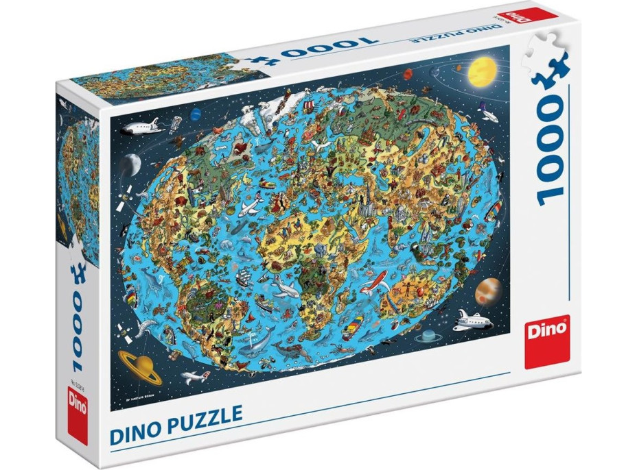 DINO Puzzle Kreslená mapa sveta 1000 dielikov