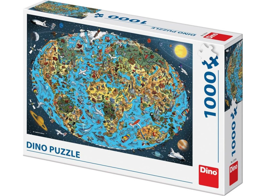 DINO Puzzle Kreslená mapa sveta 1000 dielikov