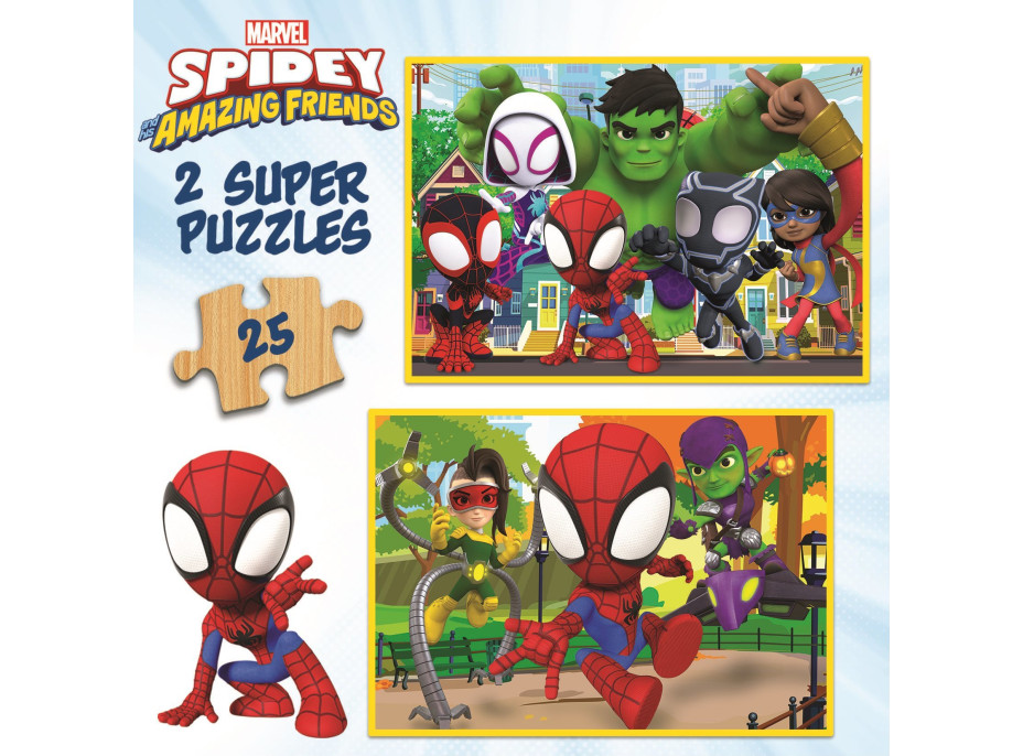 EDUCA Drevené puzzle Spidey a jeho úžasní priatelia 2x25 dielikov