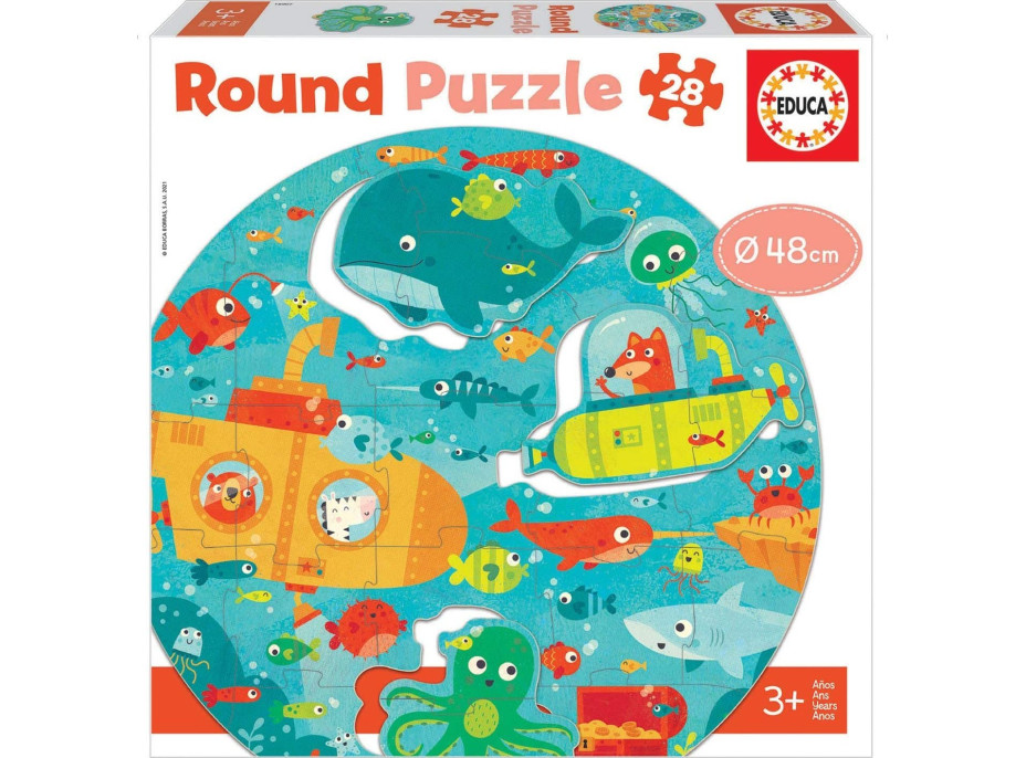 EDUCA Okrúhle puzzle Hlbiny mora 28 dielikov