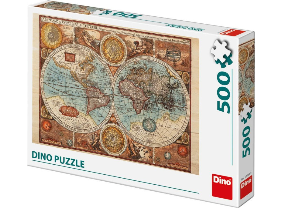 DINO Puzzle Mapa sveta r. 1626, 500 dielikov