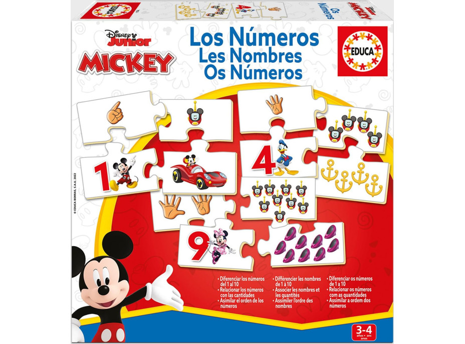 EDUCA Puzzle Mickey a priatelia: Počítanie 10x4 dielikov