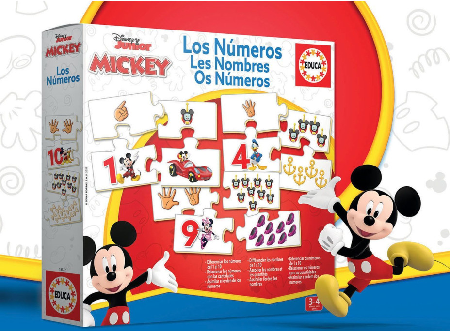 EDUCA Puzzle Mickey a priatelia: Počítanie 10x4 dielikov