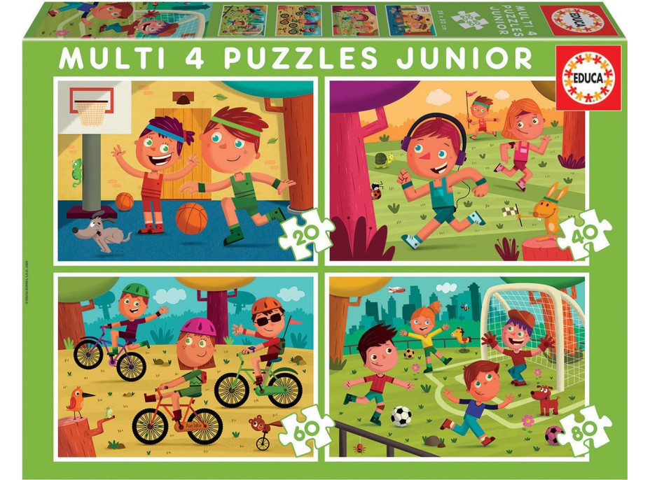 EDUCA Puzzle Sporty 4v1 (20,40,60,80 dielikov)