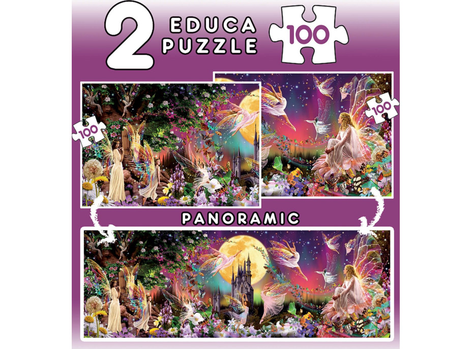 EDUCA Puzzle Panorama Rozprávkové víly 2x100 dielikov