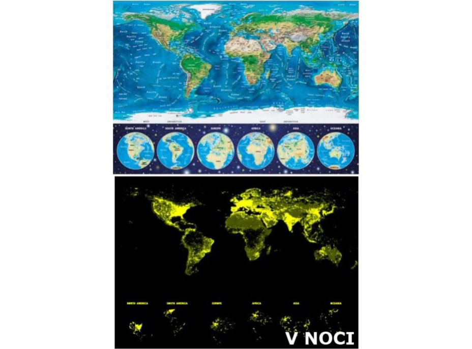 EDUCA Svietiace puzzle Mapa sveta 1000 dielikov