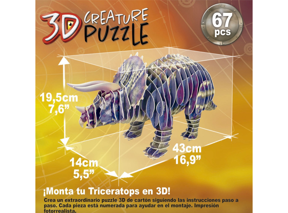 EDUCA 3D puzzle Triceratops 67 dielikov