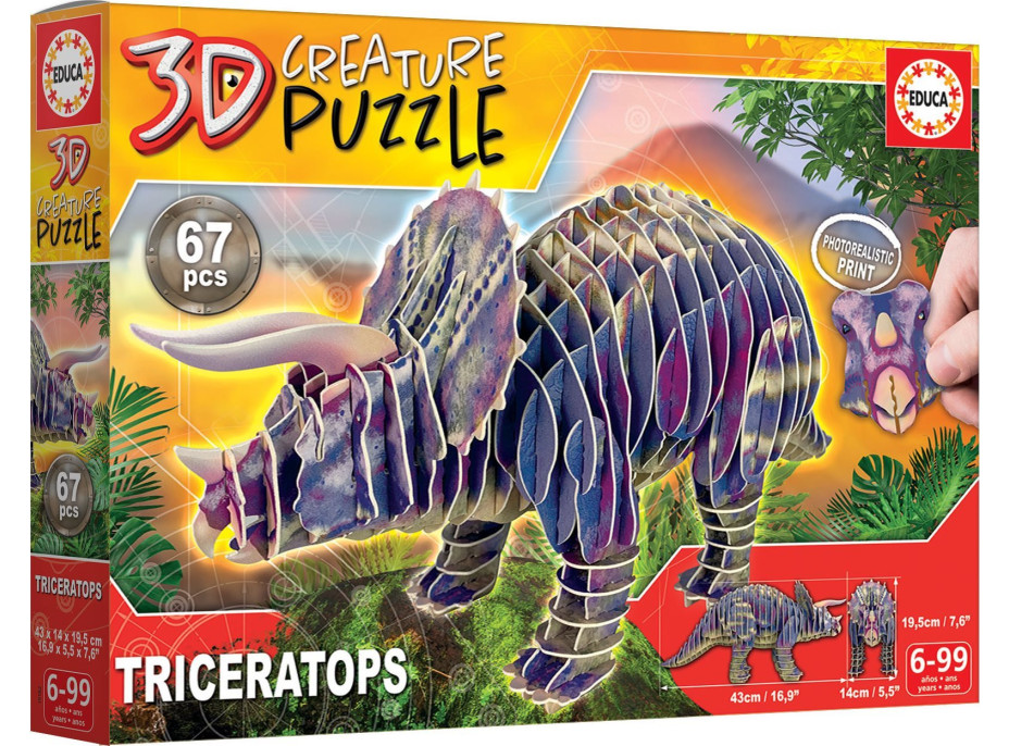 EDUCA 3D puzzle Triceratops 67 dielikov