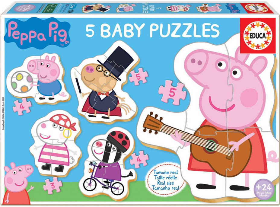 EDUCA Baby puzzle Prasiatko Peppa 2, 5v1 (3-5 dielikov)