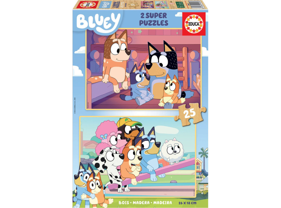 EDUCA Drevené puzzle Bluey 2x25 dielikov