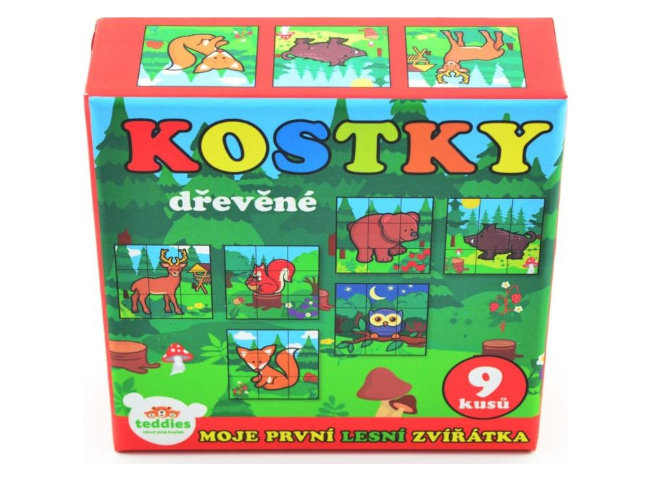 TEDDIES Obrázkové kocky Moje prvé lesné zvieratká, 9 kociek