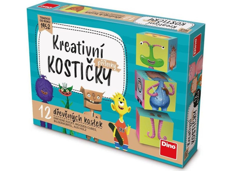 DINO Obrázkové kocky Príšerky, 12 kociek