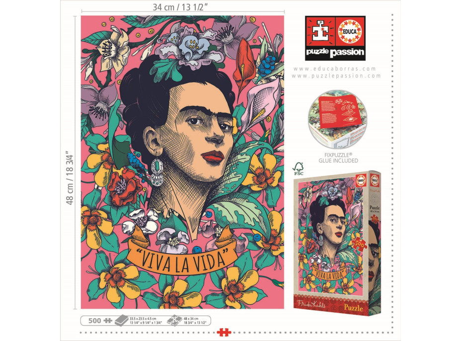 EDUCA Puzzle Frida Kahlo: Viva la vida 500 dielikov