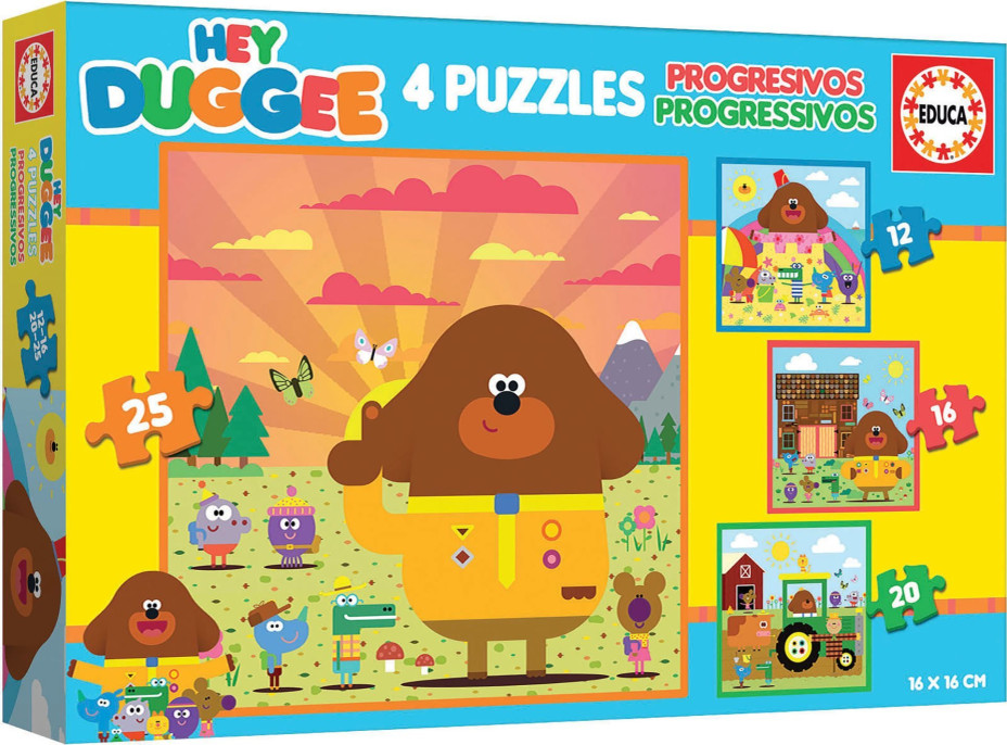 EDUCA Puzzle Hey Duggee 4v1 (12,16,20,25 dielikov)