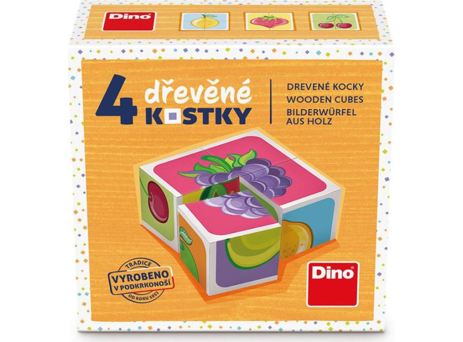 DINO Obrázkové kocky Ovocie, 4 kocky