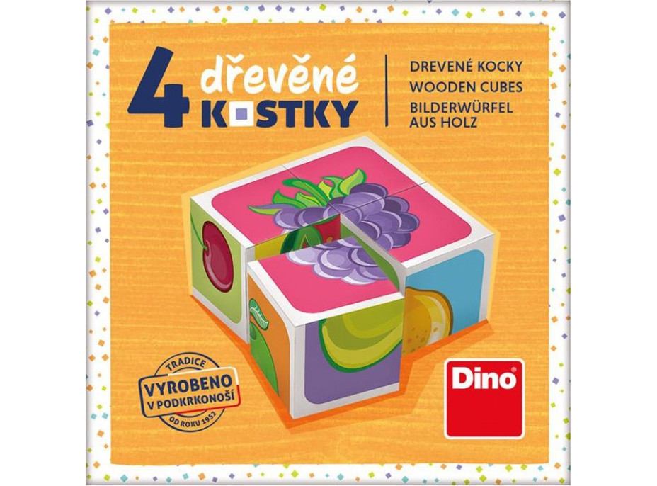 DINO Obrázkové kocky Ovocie, 4 kocky